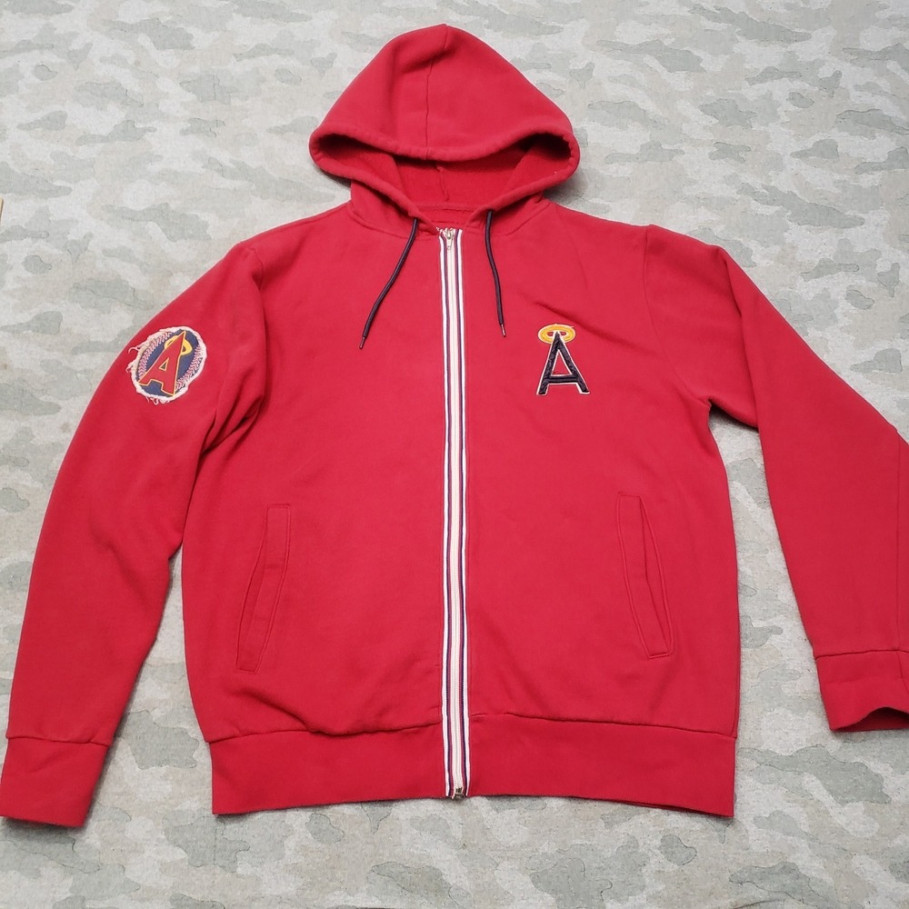 Los Angeles Angels Hoodie Mens Large Red Full Zip Long Sleeve Wright And Ditson